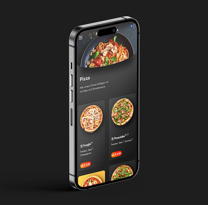 Elegant dunkles Steak, Burger und Pizza Design